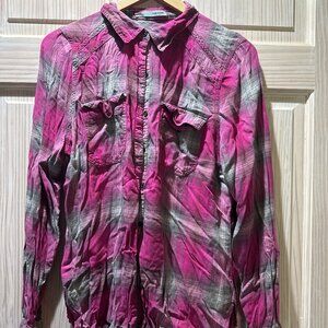 Women's XL Maurice's Plaid Button Down Shirt